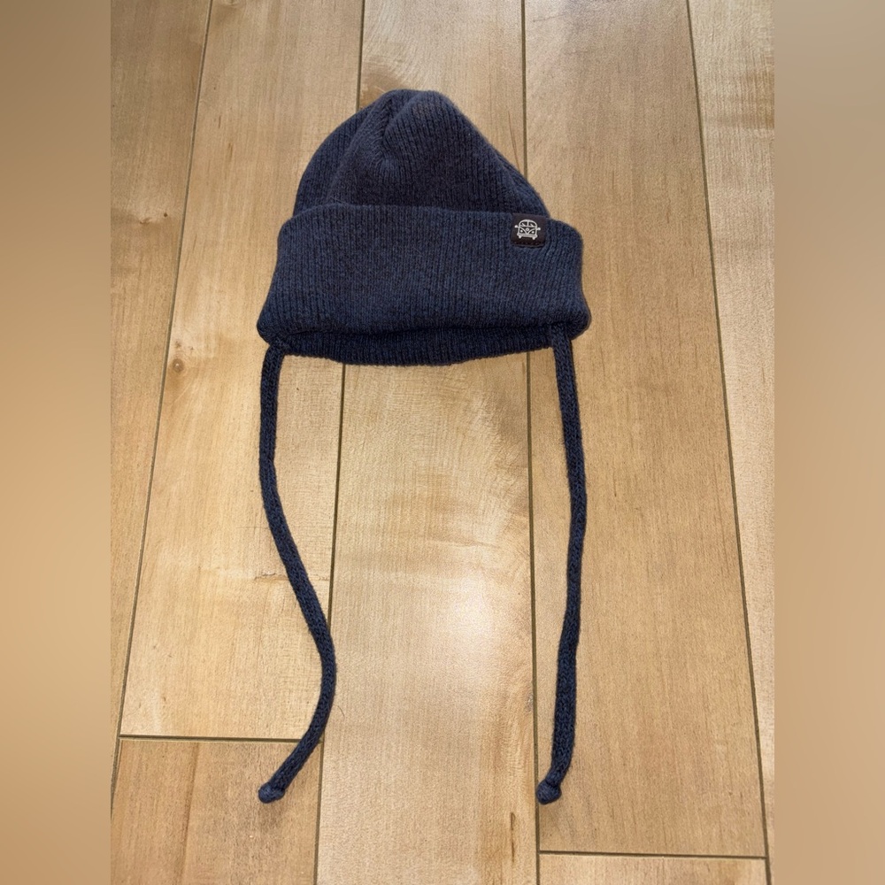 Navy Blue Knit Beanie with Ear Flaps